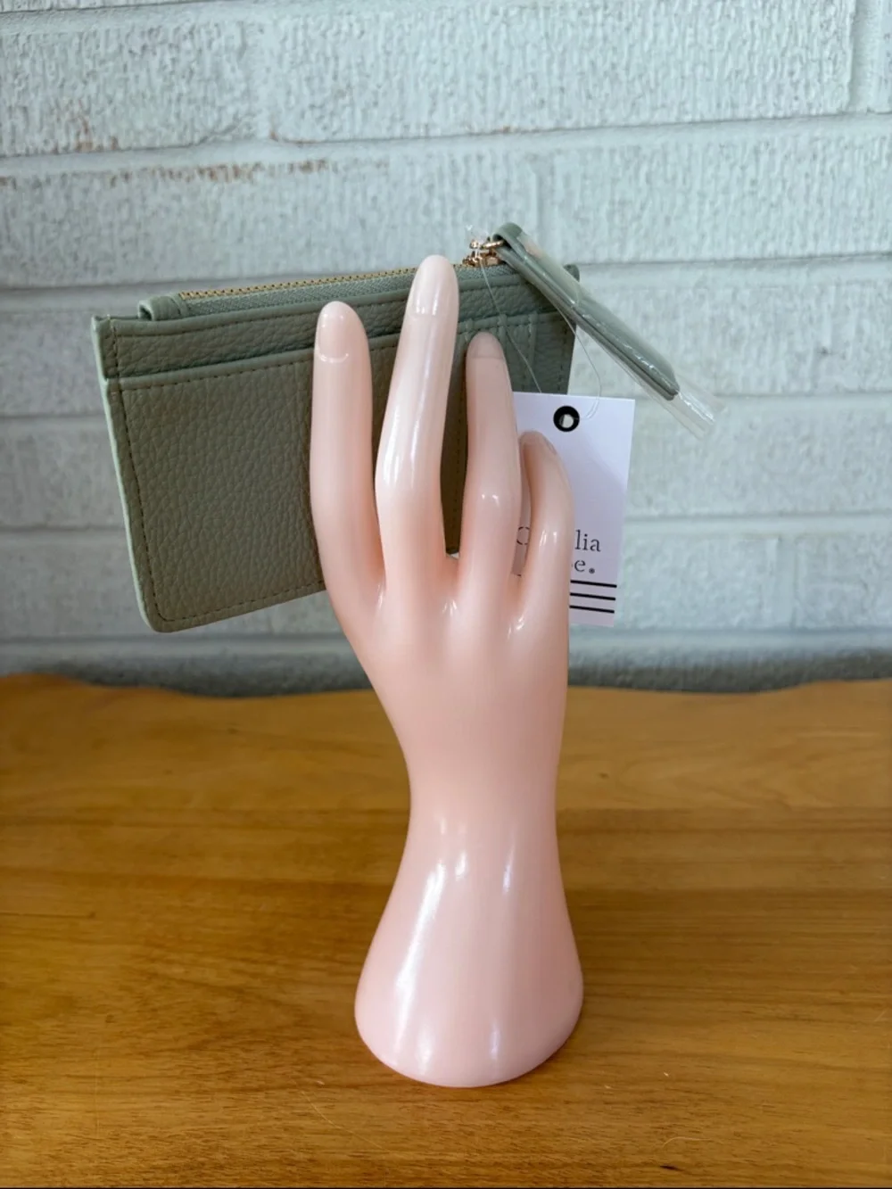 Ophelia Roe Sage Green faux leather Card Wallet coin purse ID wallet Compact